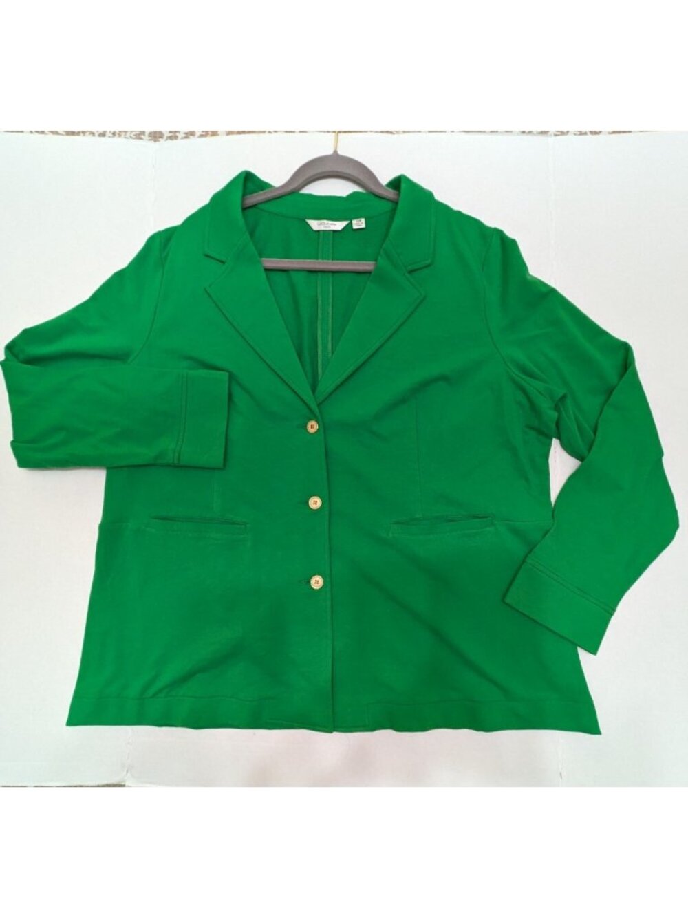 Vtg Liz Claiborne New York Blazer Women Size 22W Kelly Green Cotton Blend Jacket